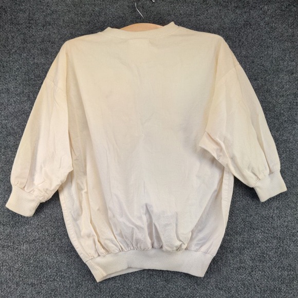 Eber Women's Pullover Sweater White Small 3/4 Sleeve Bow Patchwork - Picture 5 of 12